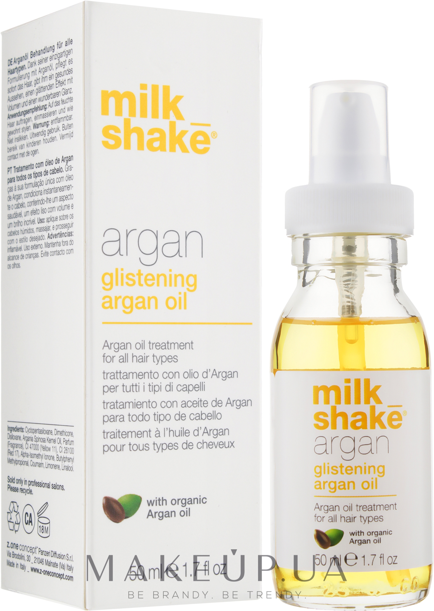 Аргановое масло для глубокого восстановления и блеска волос - Milk_Shake Argan Glistening Argan Oil — фото 50ml