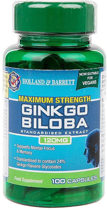 Харчова добавка "Максимальна сила гінкго білоба" - Holland & Barrett Maximum Strength Ginkgo Biloba 120mg — фото N1