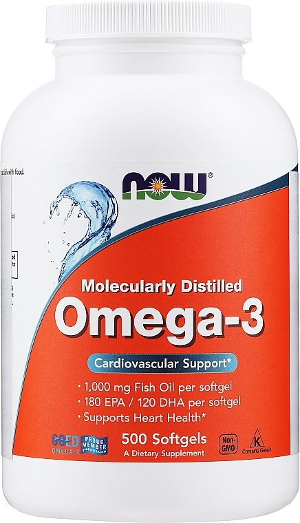 Капсулы "Омега-3" 1000 мг - Now Foods Omega-3 Molecularly Distilled 180 EPA/120 DHA — фото N7