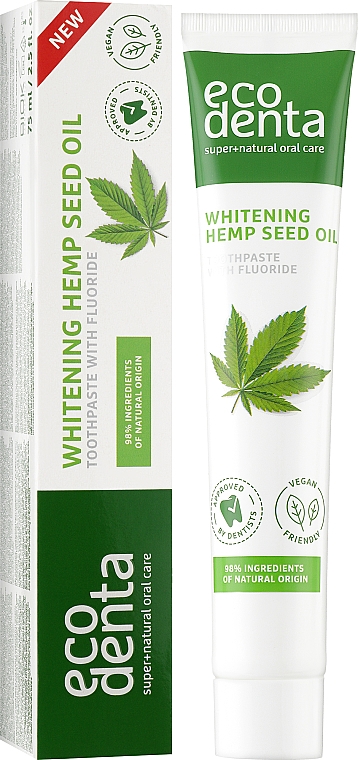 Отбеливающая зубная паста с конопляным маслом - Ecodenta Whitening Hemp Seed Oil Toothpaste — фото N2