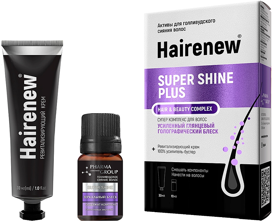 Інноваційний комплекс для волосся "100% дзеркальний блиск" - Hairenew Super Shine Plus Hair & Beauty Complex — фото N2