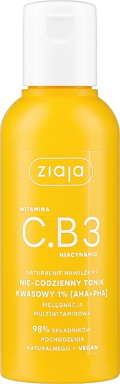Кислотний тонік для щоденного застосування 1% (AHA + PHA) - Ziaja Vitamin C.B3 Niacinamide — фото N1