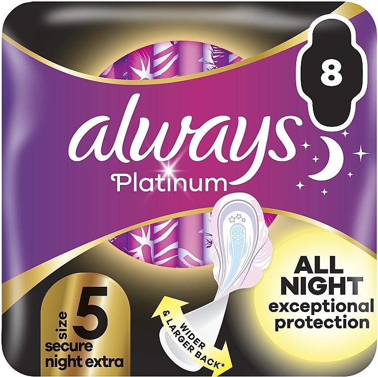 Гігієнічні прокладки, розмір 5, 8 шт - Always Ultra Secure Night Extra — фото N1
