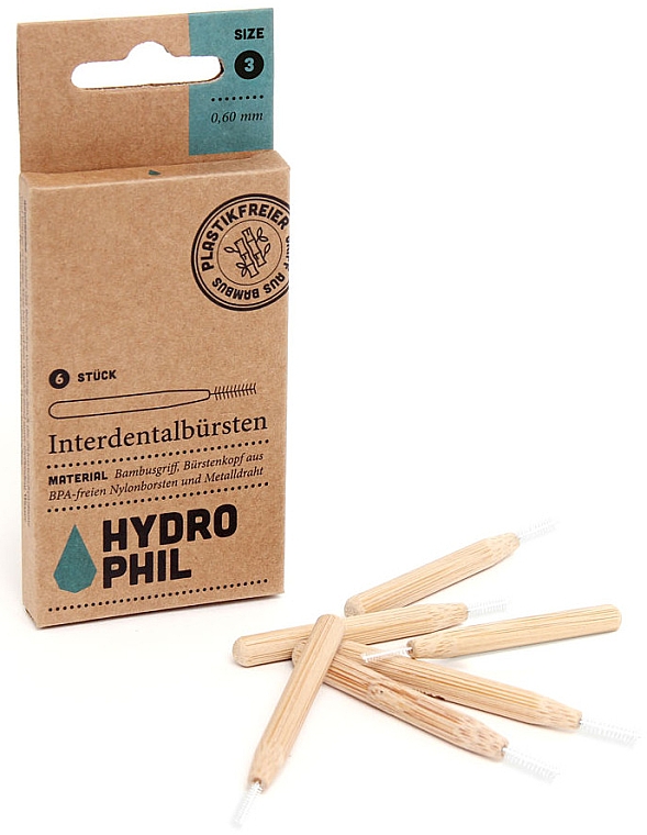 Міжзубні бамбукові йоржики, 0.60 мм - Hydrophil Interdental Brushes Size 3 — фото N1