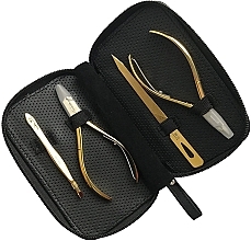 Маникюрный набор 4 предмета, MD.32, в черном футляре, светло-золотистый - Nghia Export Manicure Set — фото N2