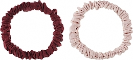Набор тонких (узких) шелковых резинок для волос, розовые, 2 шт - ScrunchyUA — фото N1