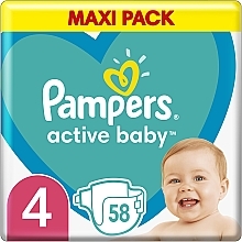 Духи, Парфюмерия, косметика Подгузники Pampers Active Baby 4 (9-14 кг), 58 шт. - Pampers