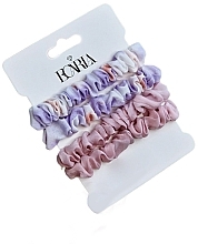 Набір резинок для волосся, 4 шт., GUM116, рожеві, фіолетові - Ecarla Pin Up — фото N1