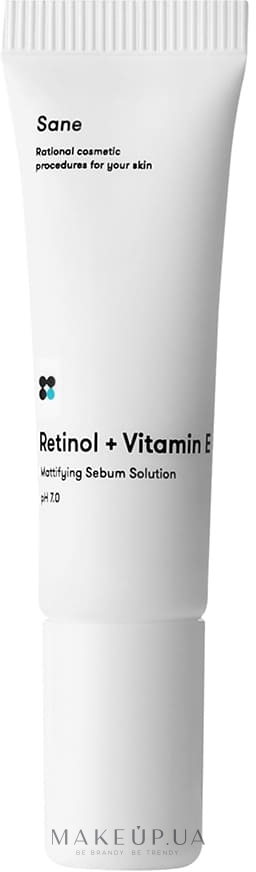 Матирующий крем для жирной кожи лица - Sane Retinol + Vitamin E Mattifying Sebum Solutuon — фото 10ml
