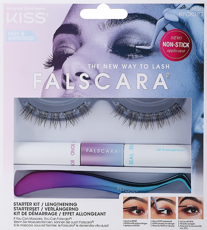 Набір - Kiss Falscara Eyelash Starter Kit (bond/4,5g + seal/4,2g + applicator + wisps) — фото N1