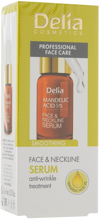 Сироватка розгладжувальна для обличчя, шиї та зони декольте, з мигдальною кислотою - Delia Face Care Serum Mandelic Acis — фото N1