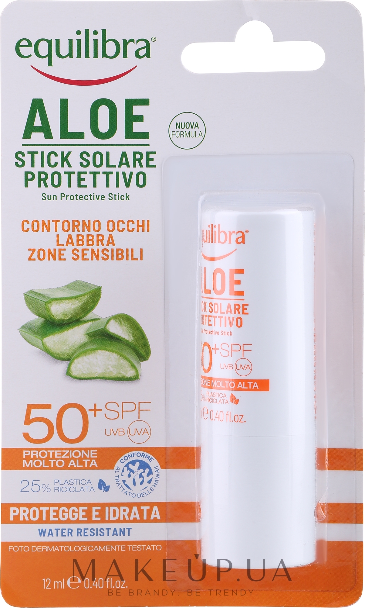 Солнцезащитный стик - Equilibra Aloe Line Sun Protection Stick SPF 50 — фото 12ml