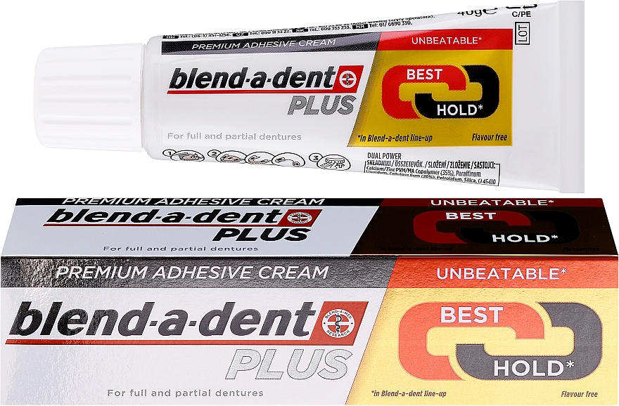 Крем для фіксації зубних протезів - Blend-A-Dent Premium Adhesive Cream Plus Dual Power Light Mint — фото N1