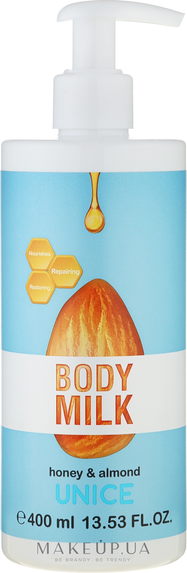 Молочко для тіла з прополісом і мигдалем - Unice Honey & Almond Body Milk — фото 400ml