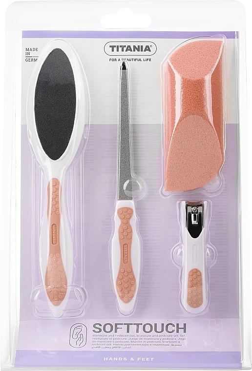 Набор для маникюра, светло-оранжевый - Titania Softtouch Manicure & Pedicure Set — фото N1