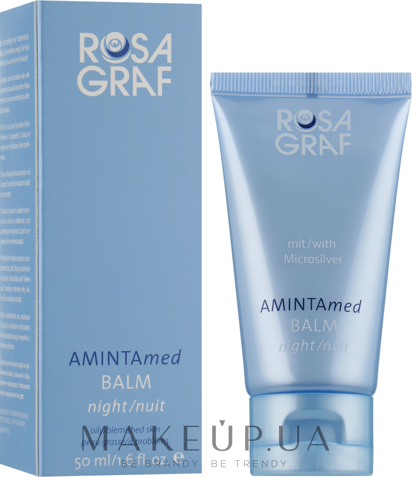 Ночной крем-бальзам с микро-серебром для жирной кожи лица - Rosa Graf Amintamed — фото 50ml