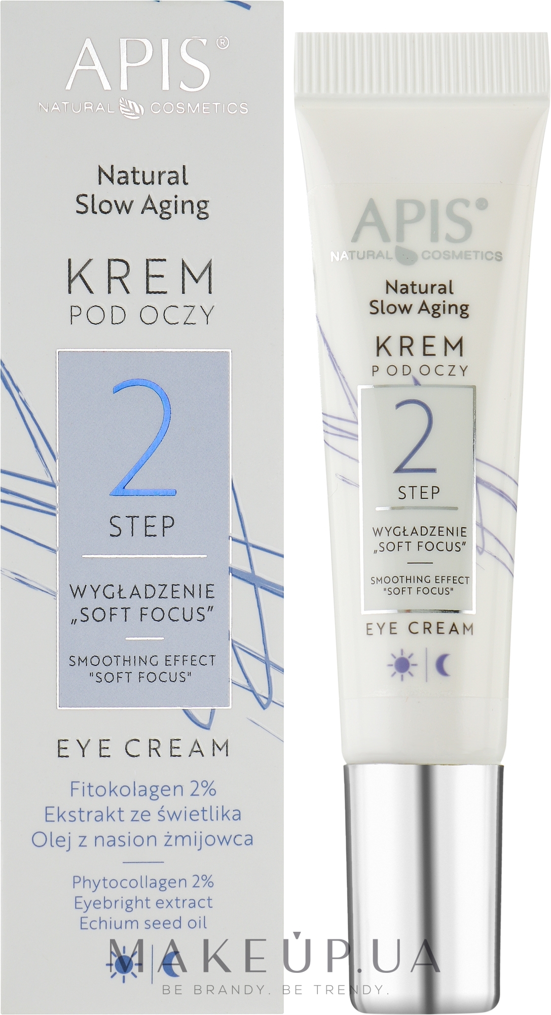 Крем для кожи вокруг глаз - APIS Professional Natural Slow Aging Eye Cream Step 2 Smoothing Effect Soft Focus  — фото 15ml