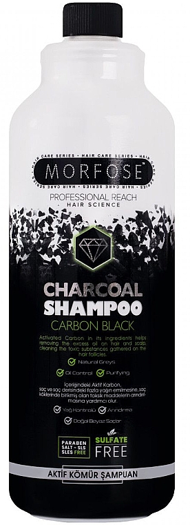 Шампунь c древесным углем для волос с проседью и полностью седых волос - Morfose Charcoal Carbon Shampoo  — фото N2