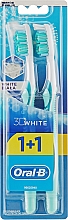 Набір зубних щіток, 40 середньої жорсткості, бірюзова+бірюзова - Oral-B Advantage 3D White 1+1 — фото N1