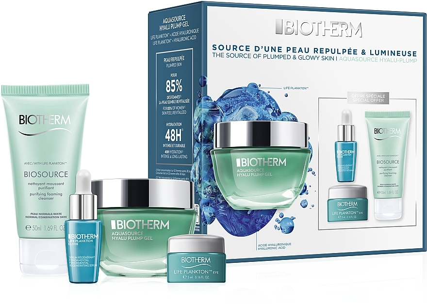 Набір - Biotherm Aquasource (f/gel/50ml+ foam/50ml + conc/7ml + eye/cr/5ml) — фото N1