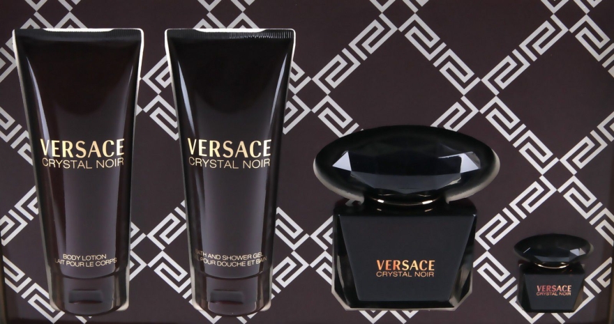 Versace Crystal Noir - Набір (edt/90ml + edt/5ml + sh/gel/100ml + b/lot/100ml) — фото N6
