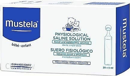 Стерильные назальные и офтальмологические капли - Mustela Bebe Saline Solution Eye And Nasal Drops Sterile — фото N1