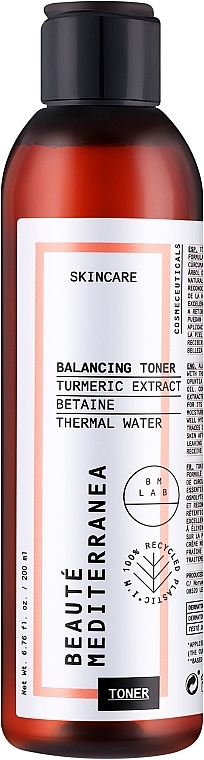 Тонер для обличчя з екстрактом куркуми - Beaute Mediterranea Balancing Toner — фото N1