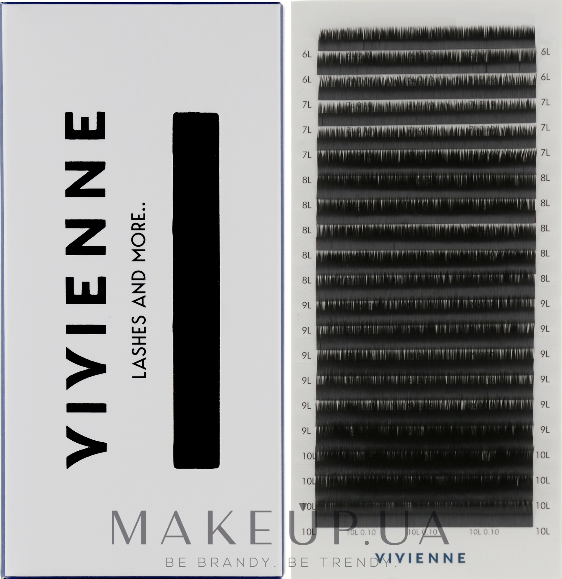 Накладные ресницы "Elite", черные, 20 линий (mix, 0,1, L, (6-10)), эко упаковка - Vivienne — фото 1уп