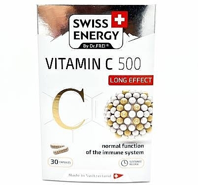 Витамины в капсулах "Витамин С" 550 мг - Swiss Energy Vitamin C 500 Mg Long Effect — фото N1