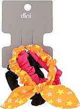 Парфумерія, косметика Резинки для волосся "Метелик", AT-14, чорна + малинова + помаранчева з зірками - Dini Every Day