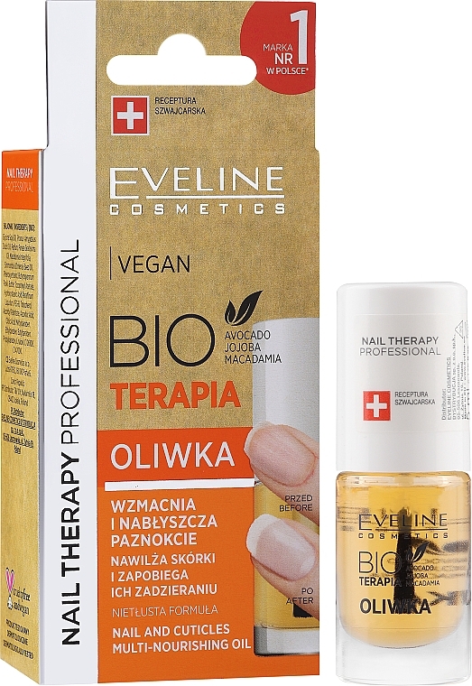 Масло для кутикулы и ногтей - Eveline Cosmetics Nail Therapy Professional Vegan Bioterapia Olive — фото N1