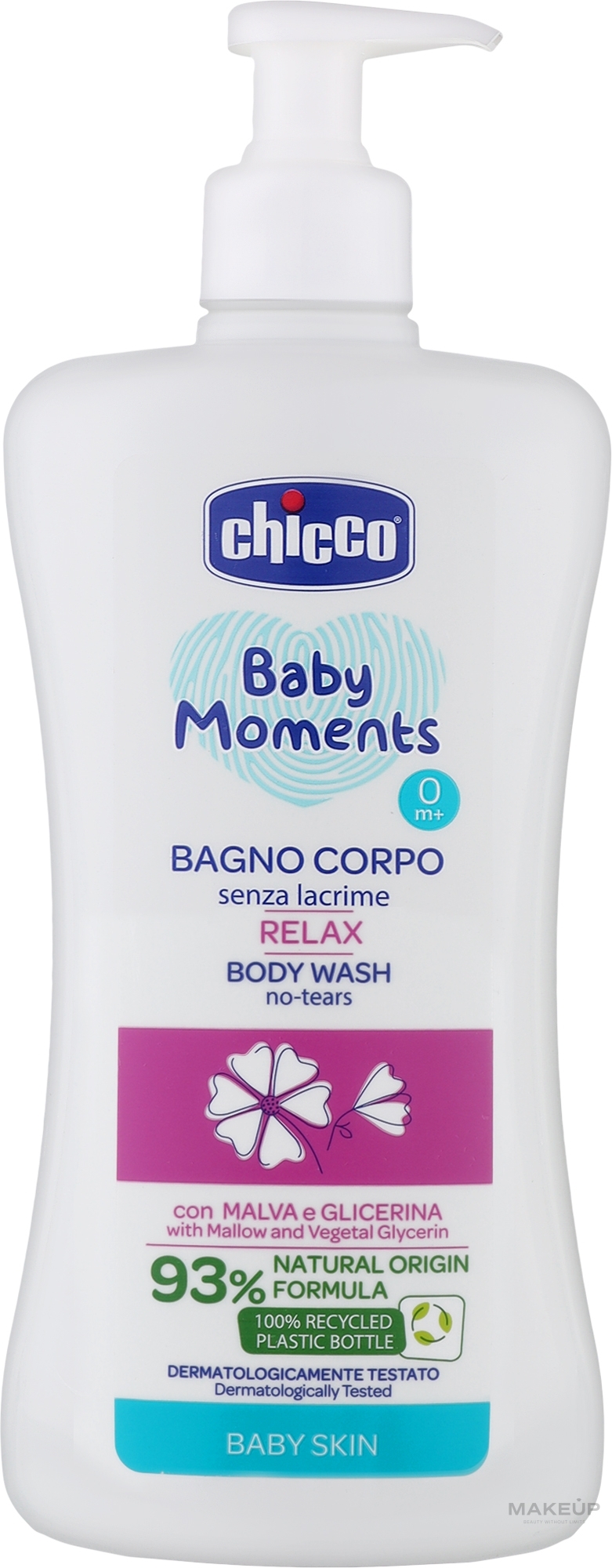 Гель для купания "Без слез" с экстрактом мальвы и глицерином - Chicco Baby Moments Relax Body Wash — фото 500ml