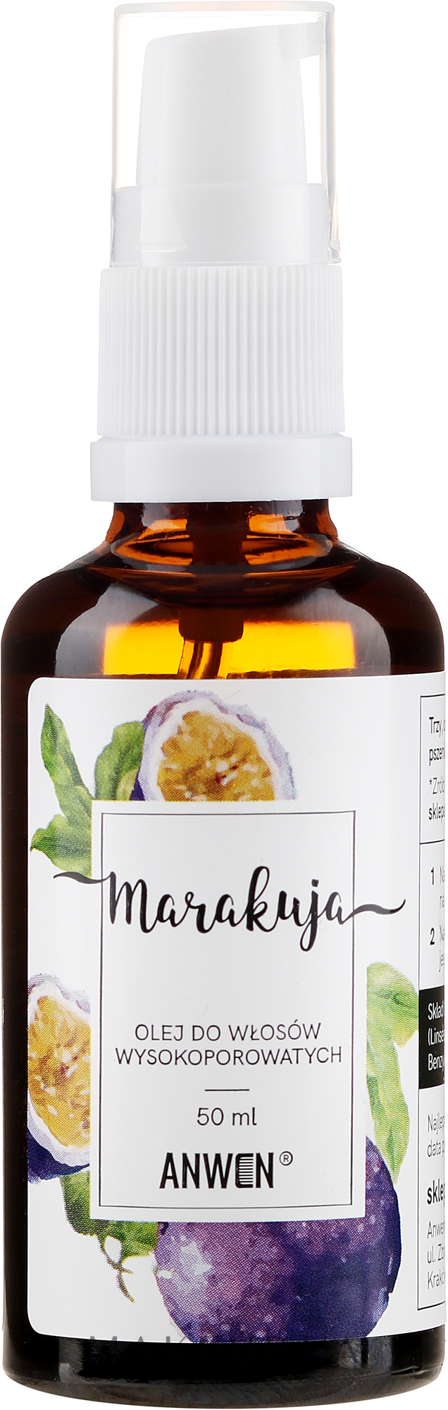 Масло для высокопористых волос "Маракуйя" - Anwen Passion Fruit Oil for High-Porous Hair (стекло) — фото 50ml