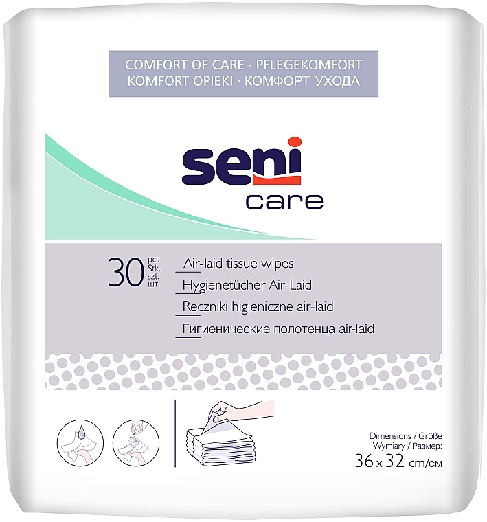 Гигиенические полотенца, 30 шт. - Seni Care Air-Laid Tissue Wipes — фото N1