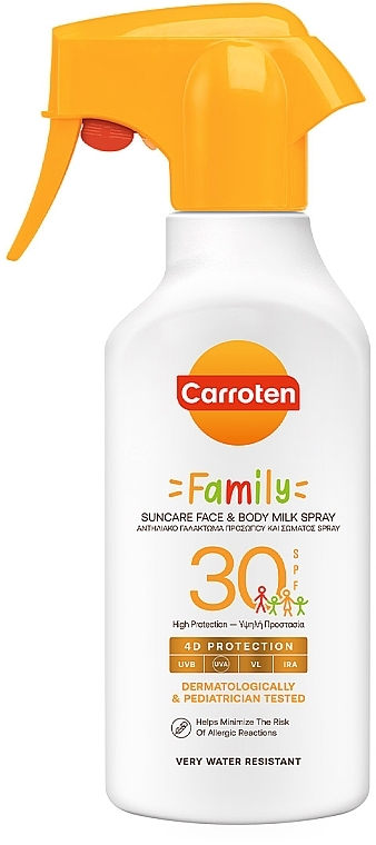 Сонцезахисне молочко-спрей для всієї родини - Carroten Family Suncare Face & Body Milk Spray SPF30 — фото N1