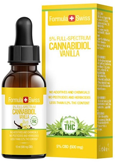 Олія для тіла - Formula Swiss Cannabidiol Drops 5% CBD Vanilla Oil 500mg <0,2% THC — фото N1