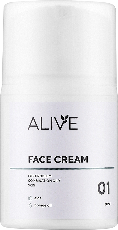 Крем для жирної, проблемної та комбінованої шкіри - ALIVE Cosmetics Face Cream 01 — фото N1