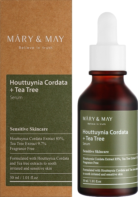Успокаивающая сыворотка для лица с хауттюйнией и чайным деревом - Mary & May Houttuynia Cordata + Tea Tree Serum — фото N2