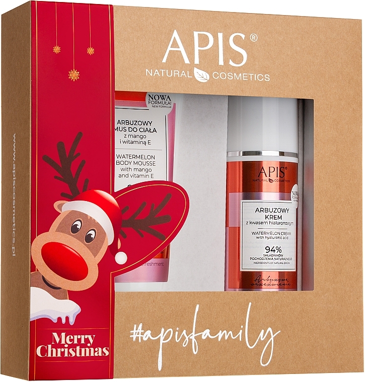 Набір - APIS Professional Watermelon Refreshment Merry Christmas Set (b/mousse/200ml + f/cr/100ml) — фото N1