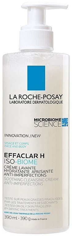 Очищающий успокаивающий увлажняющий крем-гель для обезвоженной чувствительной кожи лица и тела, склонной к недостаткам - La Roche-Posay Effaclar H Iso Biome — фото N4