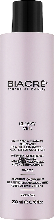 Зволожувальне молочко для волосся з біокератином - Biacre Glossy Milk — фото N1