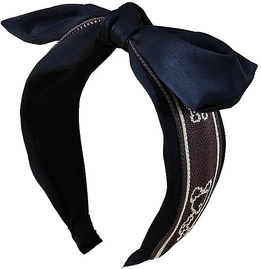 Обруч для волос "Тюрбан", черный с вышивкой - Ecarla — фото N1