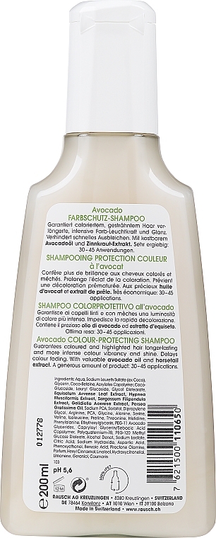 Шампунь для защиты цвета волос с авокадо - Rausch Avocado Color Protecting Shampoo — фото N2