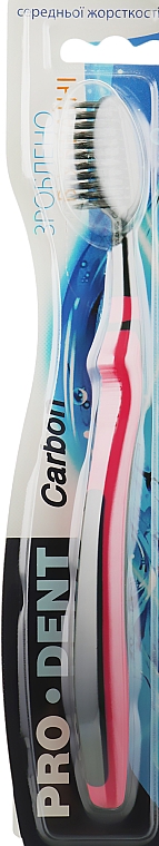 Зубная щетка "Carbon", средней жесткости, черно-малиновая - Pro Dent — фото N1