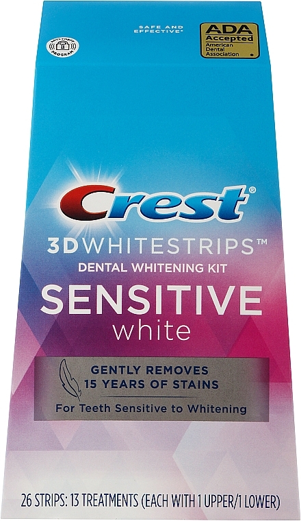 Отбеливающие полоски для чувствительных зубов - Crest 3D Whitestrips Sensitive White Teeth Whitening  — фото N1