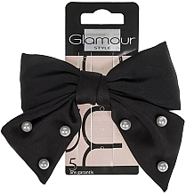 Парфумерія, косметика Заколка-автомат для волосся 417403, чорний бант з перлинними намистинами - Glamour