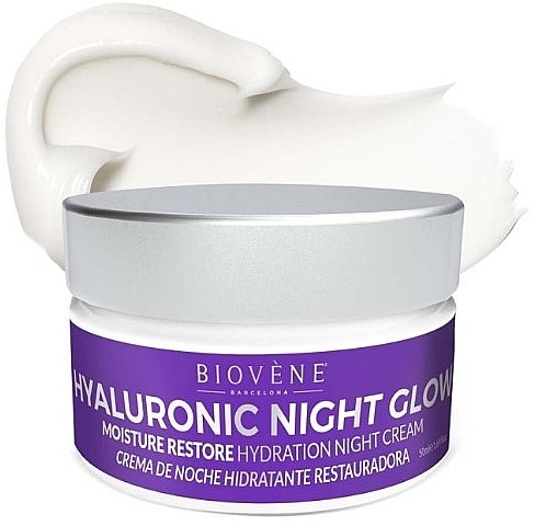 Зволожувальний нічний крем для обличчя - Biovene Hyaluronic Night Glow Moisture Restore Hydration Night Cream — фото N1