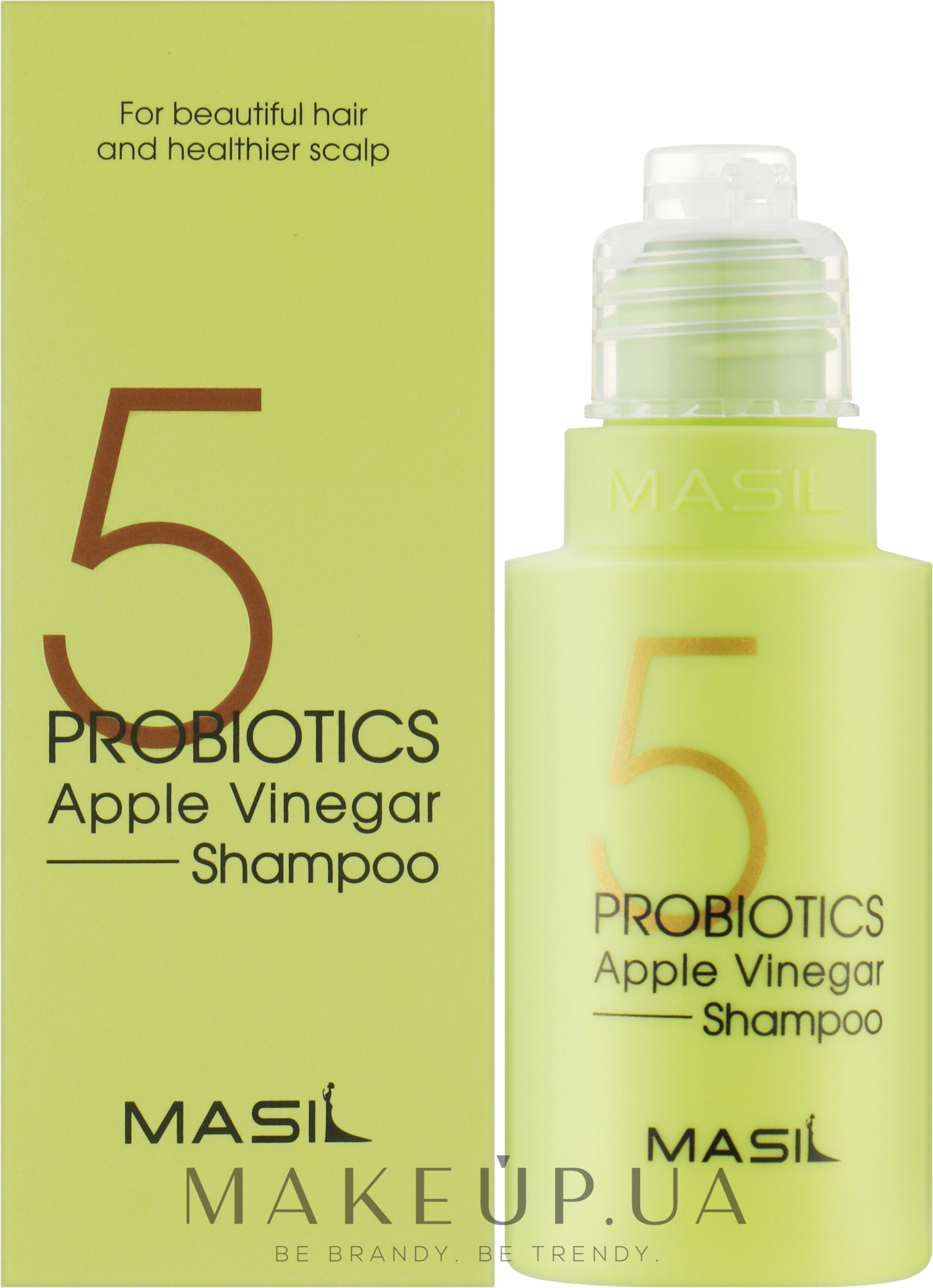 Мягкий бессульфатный шампунь с проботиками и яблочным уксусом - Masil 5 Probiotics Apple Vinegar Shampoo — фото 50ml