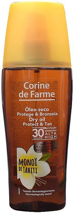 Солнцезащитное сухое масло для тела - Corine De Farme Dry Oil Protect & Tan Spray Spf 30  — фото N1