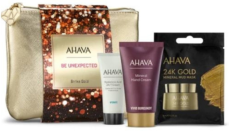 Набір - Ahava Be Unexpected Holiday 2023 Strike Gold (f/cr/15ml + h/cr/40ml + f/mask/6ml) — фото N1